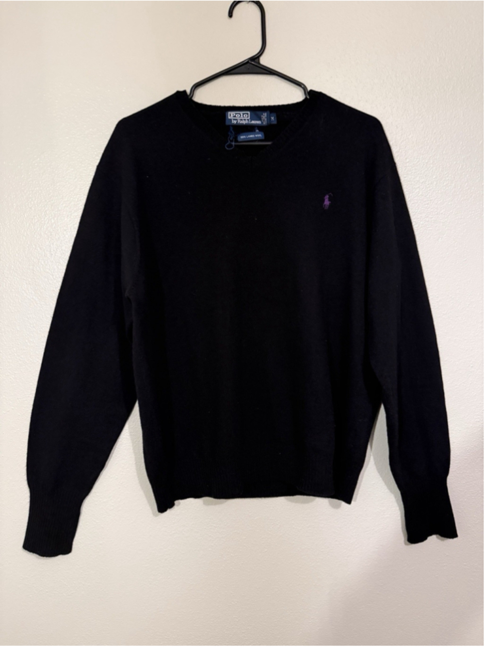 Vintage Polo Ralph Lauren 100% Lambs Wool V Neck Sweater Men's Medium Preppy